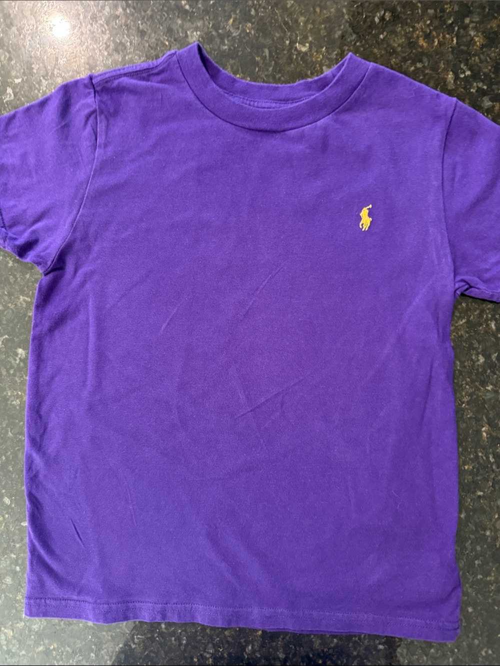 Ralph Lauren Kids Purple Crew Neck Tee with Yellow Polo Pony